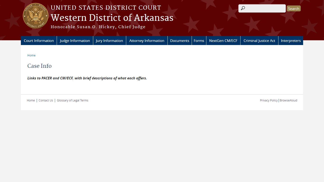 Case Info | Western District of Arkansas | United States District Court